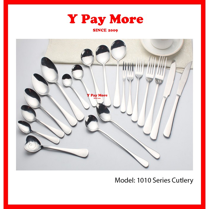 Hotel Grade Series Cutlery Dinner Table Fork Spoon Cake Tea Dessert Spoon Knife Sudu Garpu Tebal Panjang Besi 不锈钢汤匙叉