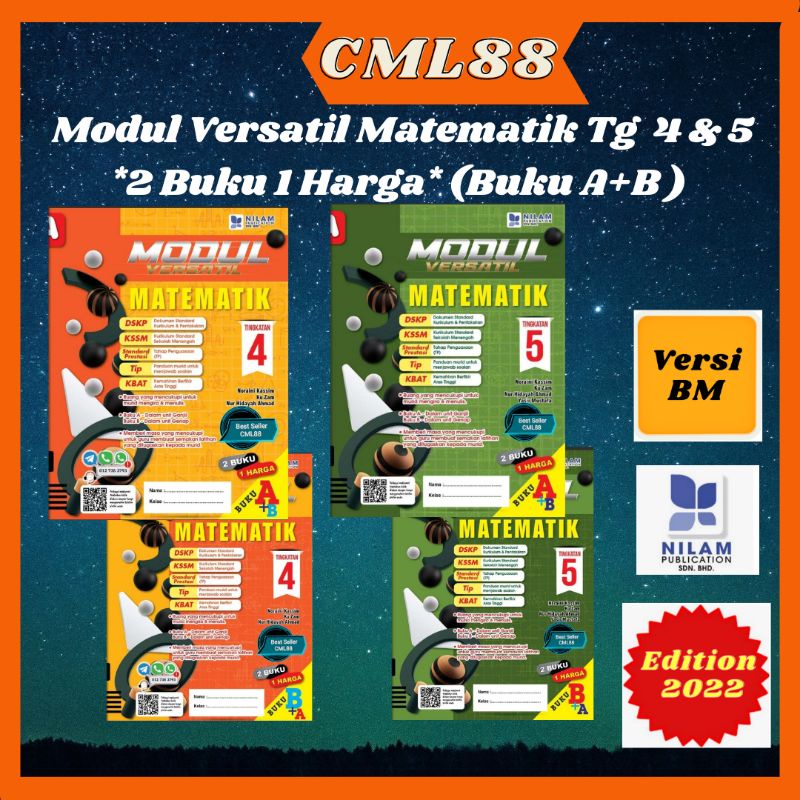 Cml88 Versi Bm Modul Versatil Matematik Tingkatan 4 5 Kssm 2022 Nilam Shopee Malaysia