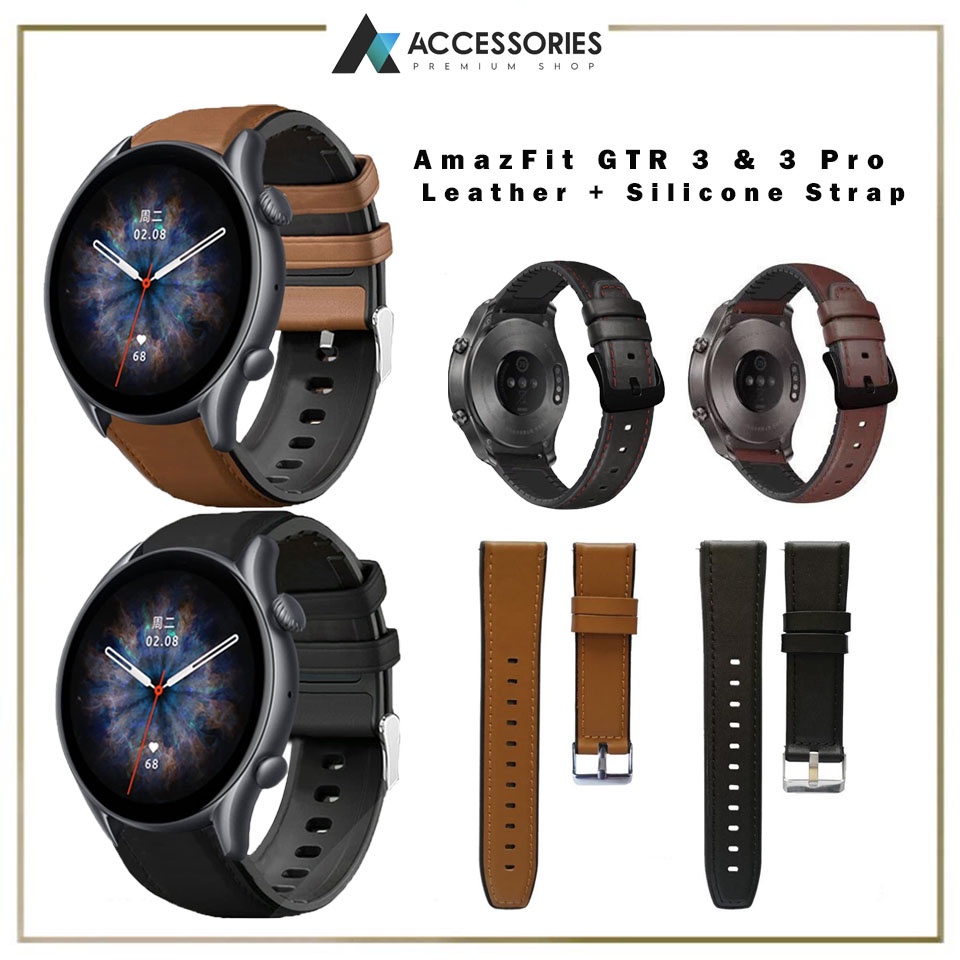 Amazfit GTR 3 & GTR 3 Pro | GTR 4 | Balance Strap Bracelet Smart Watch Leather+Silicone Soft Band Belt Screen Protector