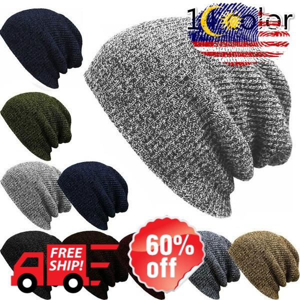 Stay Cozy this Winter with Handmade Striped Knitted Beanies - Unisex Hats for Outdoor Skiing and Snow Fun