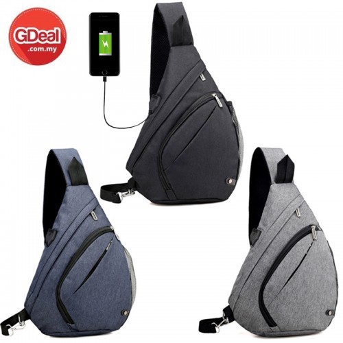 GDeal New Men's Canvas USB Smart Charging Personality Multifunctional Travel Backpack