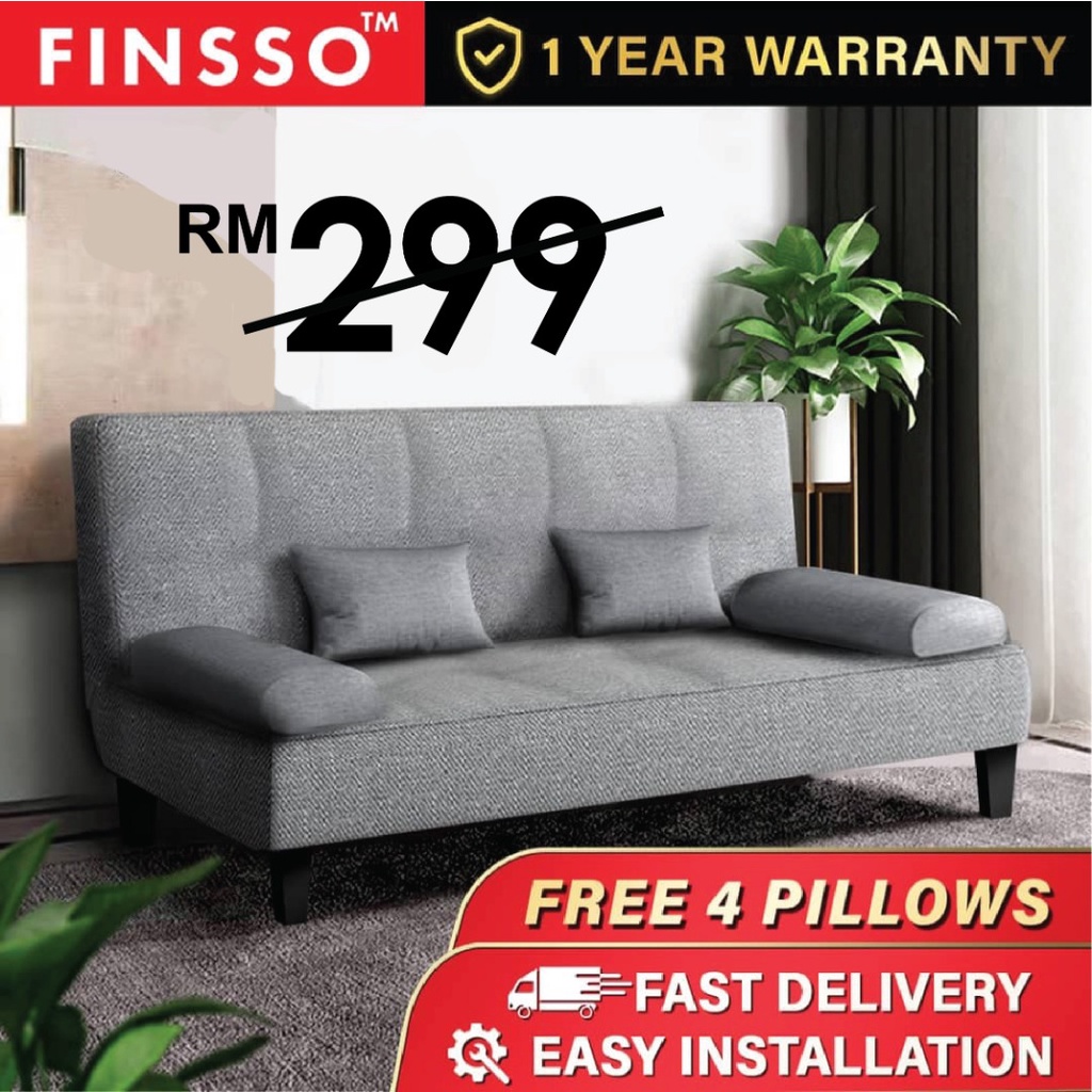 FINSSO: OZZIE Foldable Sofa Bed 3 / 4 Seater Sofa with Pillow with 1 Year Warranty