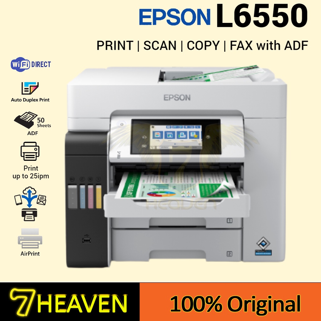 Epson Ecotank L6550 A4 Colour All In One Ink Tank Office Printer Print Scan Copy Fax Wi 7492