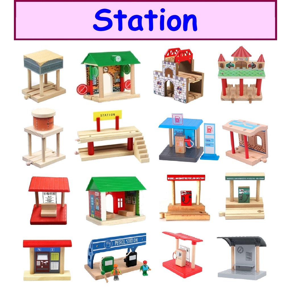 Wooden Train Track {Station} Railway Accessories Bridge Compatible Fit Ikea Brio Brand New Big Local Ready Stock