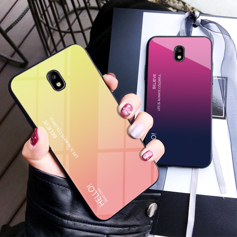 Samsung Galaxy J7 Pro J 7 J7pro Case Gradient Color Tempered Glass Case Back Cover Samsung J7 Pro 17 Hard Casing Shopee Malaysia