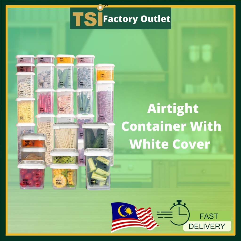 TSI Plastic Transparent Clamshell Food Storage Box Canisters Tank