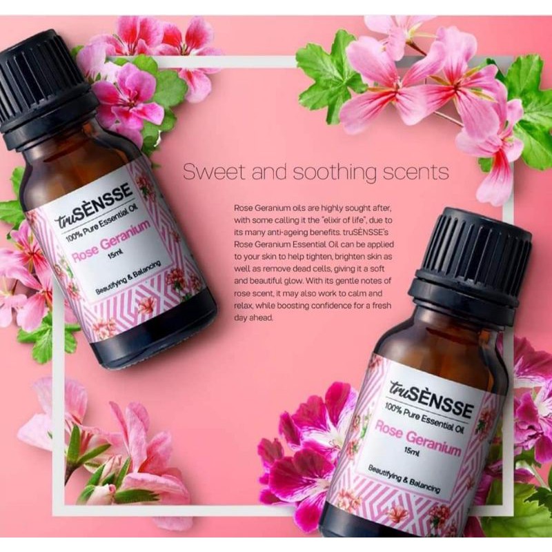 Aroma Trusensse 100 Pure Essential Oil Rose Geranium 15ml 1pc Shopee Malaysia