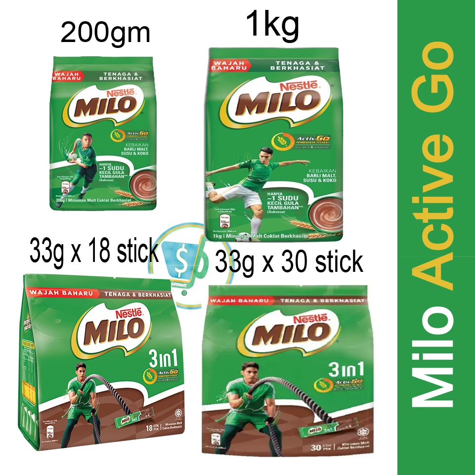 Ready Stock Milo Active Go 3 In1 Chocolate Malt Drink Milo Stick Milo Original 33gm X 8448