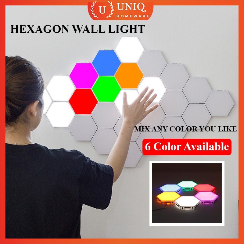 UNIQ LED Touch Sensor Hexagon Wall Light DIY RGB Quantum Wall Lamp