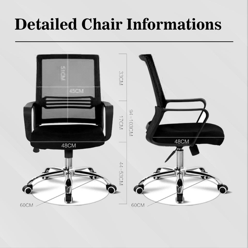 FINSSO: Swanky Breathable Mesh Mid-back Swivel Office Chair - Black Saddle