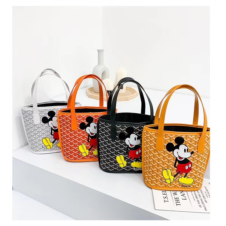 South Korea Fashion Goyard Emo Mickey Mouse Tote Bag Dongdaemun Women Handbag Shopping Bag Soft Pu Leather Popular Campus Shoulder Bag 27 23 12cm Shopee Malaysia
