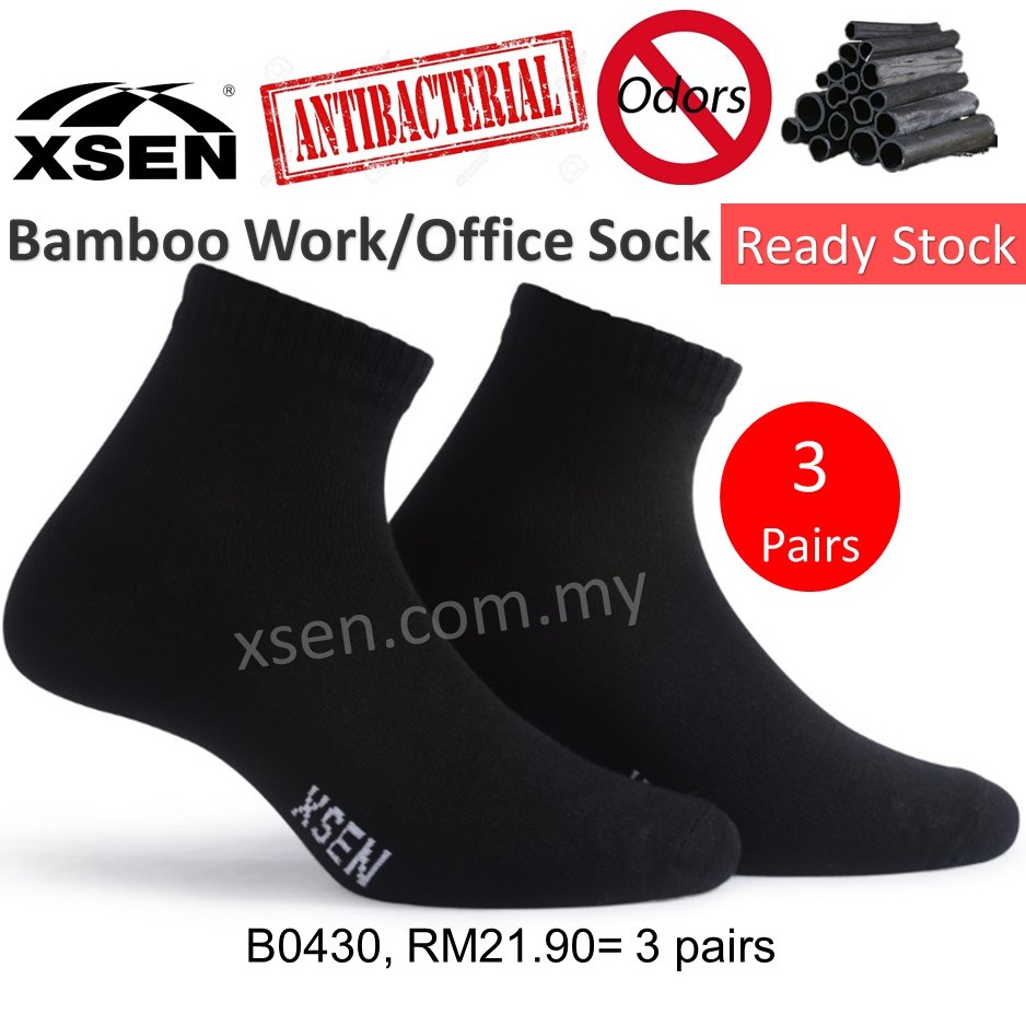 Bamboo Charcoal Black Socks work sock office sports school Sarung Kaki ...