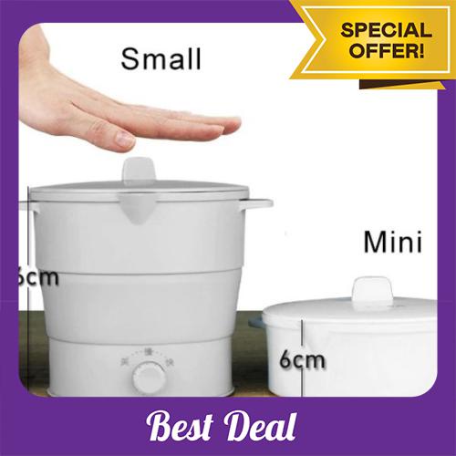 [ Local Ready Stocks ] Portable Folding Electric Pot Travel Cooking Pot ( White )