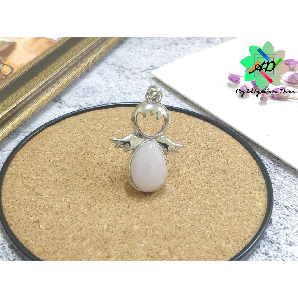 AD052 Rose Quartz 粉晶 25mm Natural Healing Crystal Angel Pendant 天然疗愈水晶天使吊坠