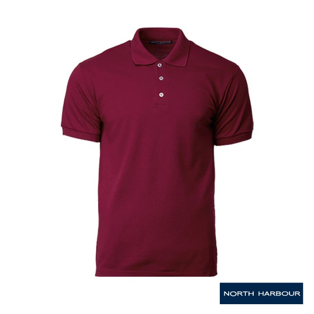 North Harbour Unisex Soft-Touch Plain Polo Tee - Maroon NHB2400