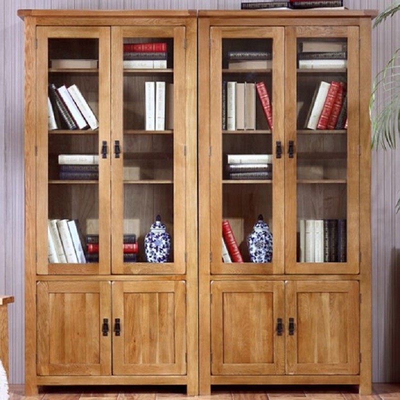 Solid Wood Bookcase Book Shelf Rack, Unfinished Wooden Bookcase With Glass Doors Ikea