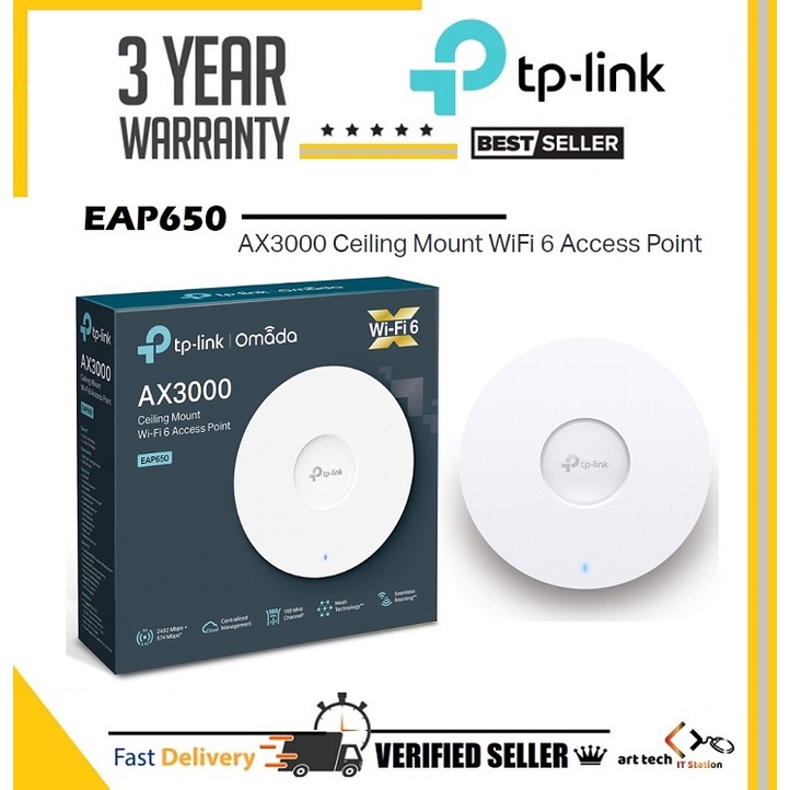 TPLink EAP650 AX3000 Wireless Dual Band MultiGigabit Ceiling Mount