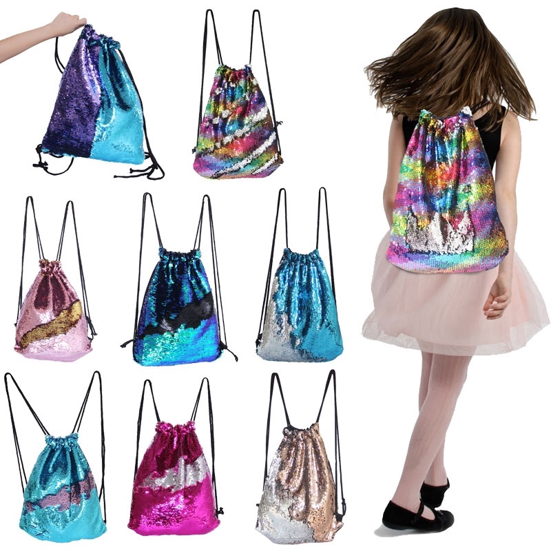 drawstring sequin backpack