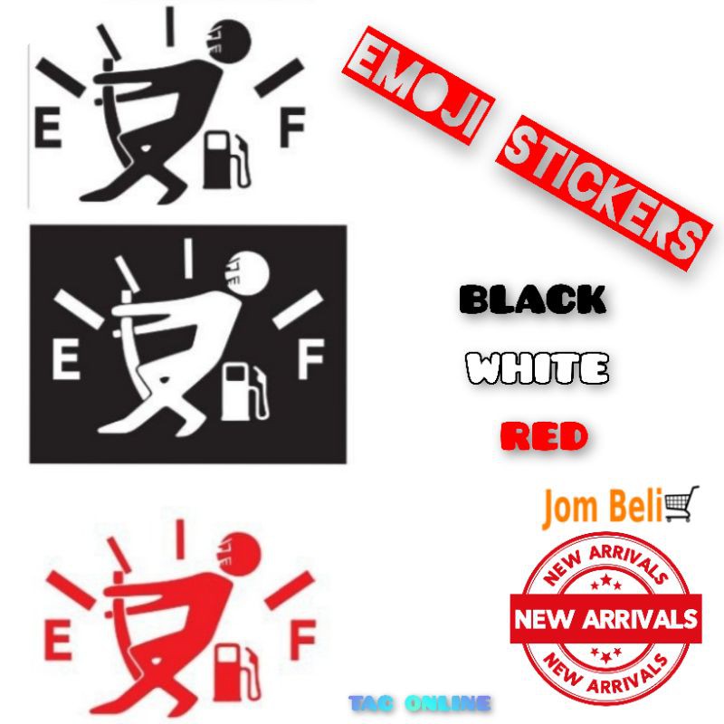 Pelekat Sticker Cun Window Reflective Funny Gas Fuel Gauge Empty Sticker Decal Emoji Sticker