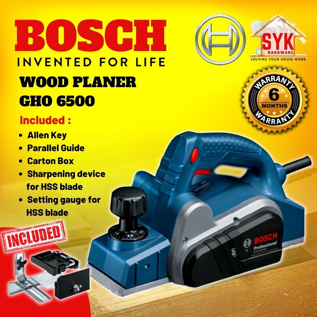 SYK BOSCH Wood Planer GHO6500 Wood Planner Woodworking Tools Mesin Ketam Kayu Electric