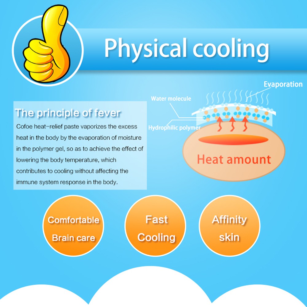 5pcs Cooling Patches For Fever Headache Heat Stroke Toothache Plaster Physical Lower Temperature