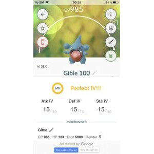 Gible Pokemon Go Regional Trade High Cp Save Stardust Candy Shopee Malaysia