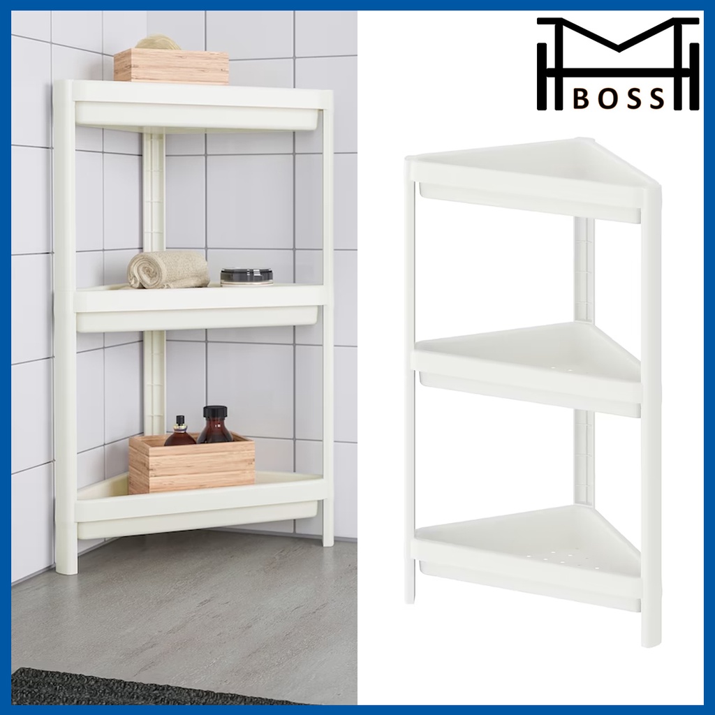 IKEA CORNER SHELF VESKEN CORNER SHELF UNIT WHITE 33X33X71CM STORAGE