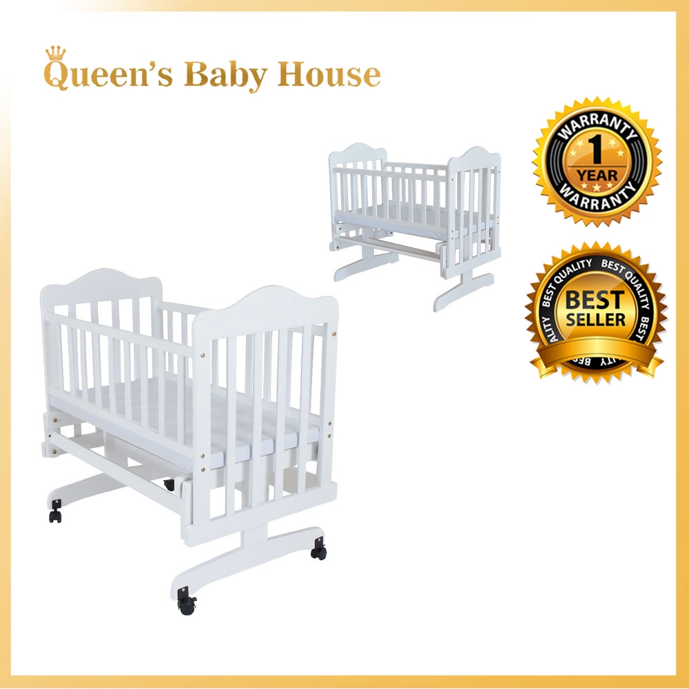 Royalcot Baby Cradle 01 Multi Function Wooden Baby Cot White