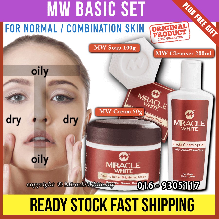 Original Ready Stock Miracle White Cream Advance Brightening Cream Basic Set Free Gift Free Shipping Shopee Malaysia