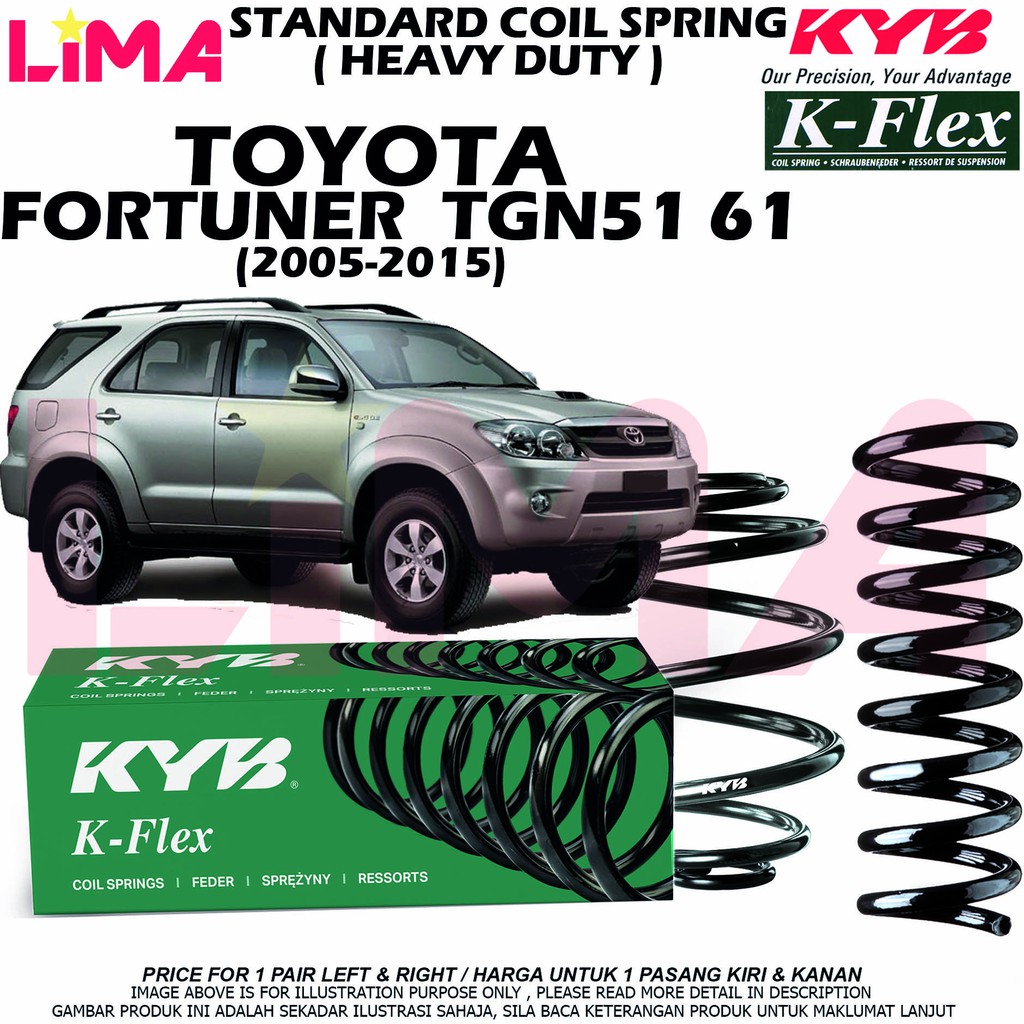 Toyota Fortuner Tgn50 Tgn60 Front Rear Coil Spring K Flex Kayaba Kyb Original 2005 2015 Shopee Malaysia 