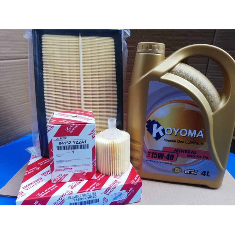 TOYOTA CAMRY 2.5 HYBRID ACV50 OIL FILTER + AIR FILTER + KOYOMA 15W40
