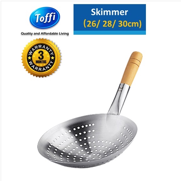 Toffi Skimmer Strainer Stainless Steel Wooden Handle (26cm/28cm/30cm ...