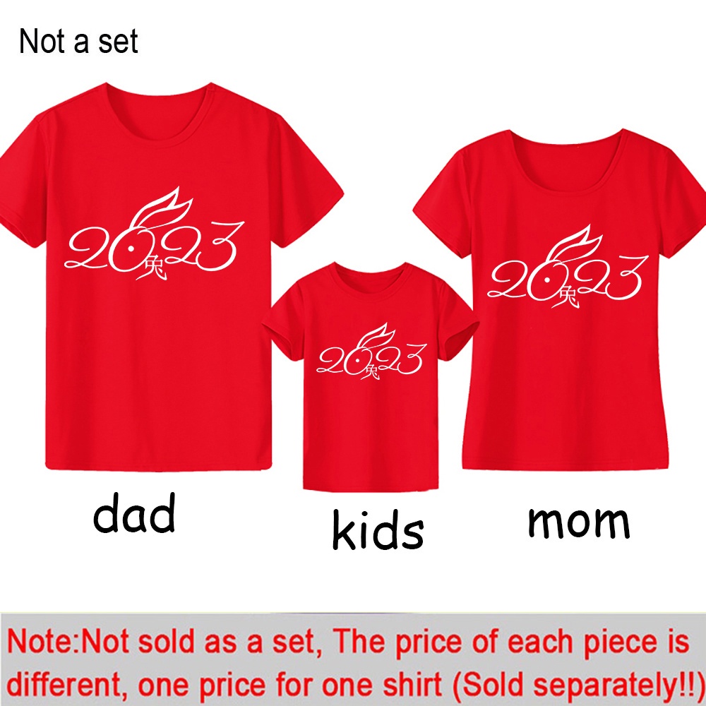Purpose Versatile 2023 CNY Family Shirt Year of Rabbit Red T Couple Happy New Party Clothes 亲子装 Quality - Image 3