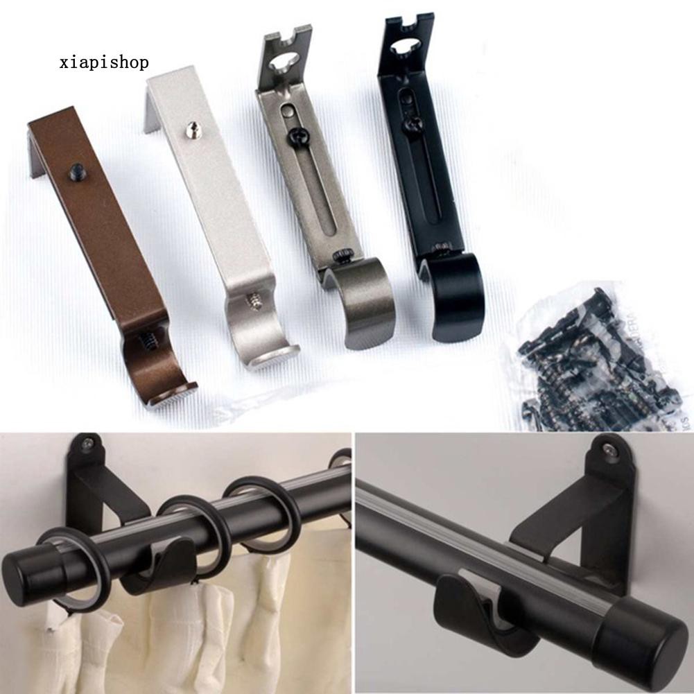 Adjustable Iron Window Curtain Rod Bracket Holder Drape Bar Fixed
