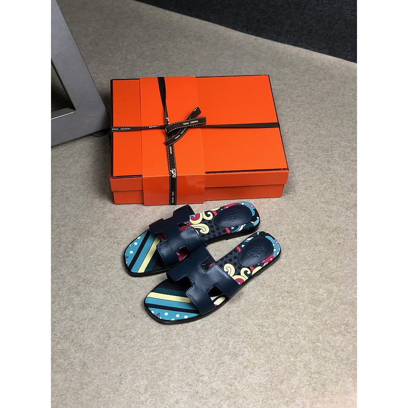 hermes slippers blue