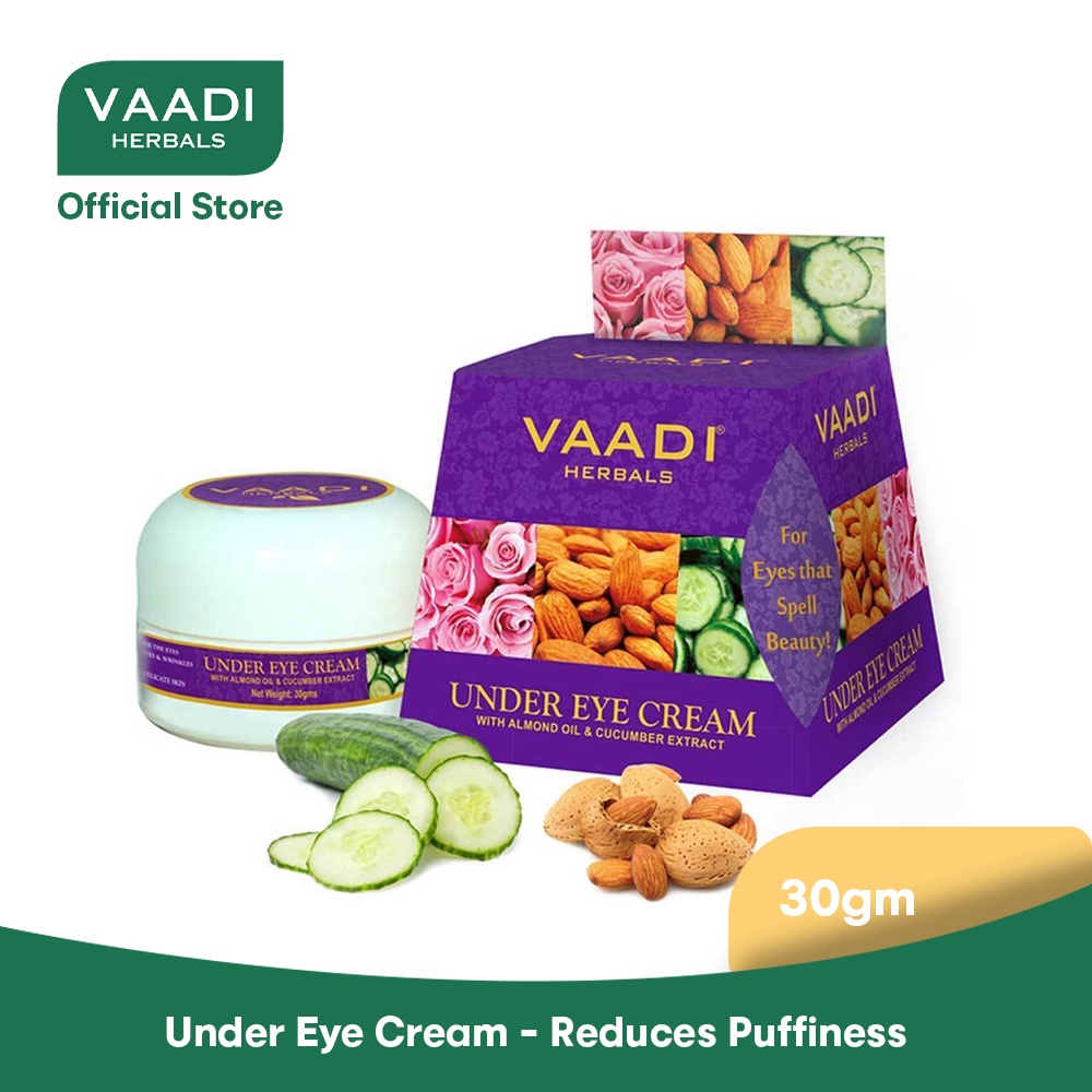 VAADI Under Eye Cream with Almond Oil & Cucumber Extract Reduces