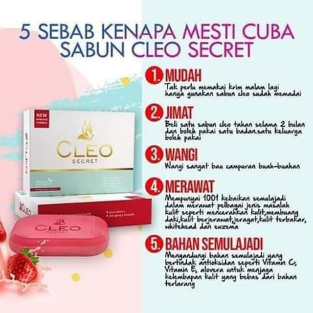 Cleo Secret Beauty Soap Suku Separuh Seketul Sabun Pemutih Badan Viral Serum Scandalz Flawless Shopee Malaysia