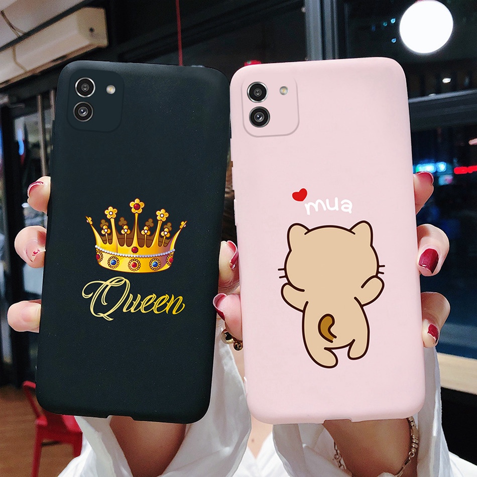 Samsung Galaxy A03 SMA035F Matte Cover Silicone Cute Cat Queen Soft