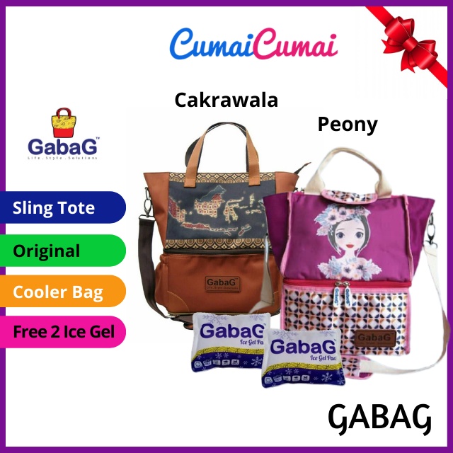 Gabag Cakrawala & Peony Original Double Sling Cooler Thermal Bag Beg