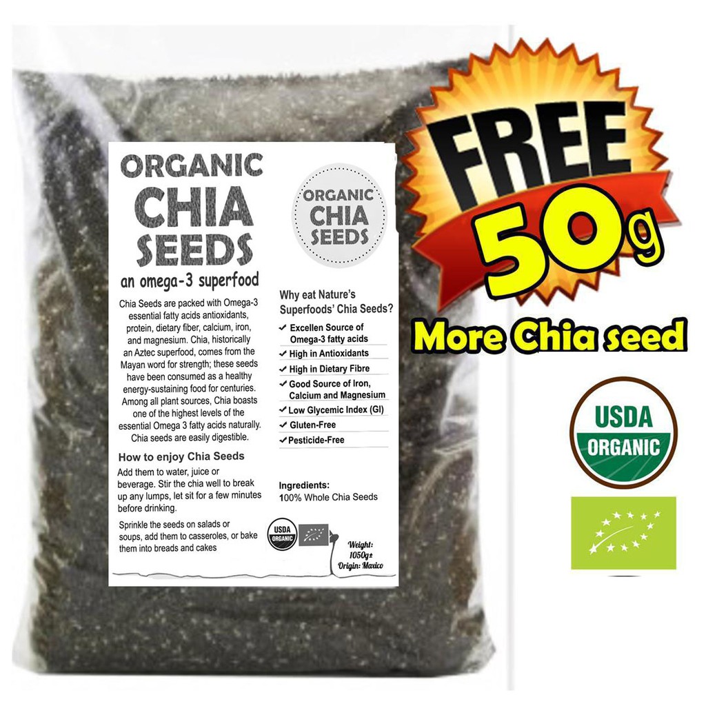 1kg Free 50g Organic Chia Seed Usda Organik Highland Mexico Shopee Malaysia