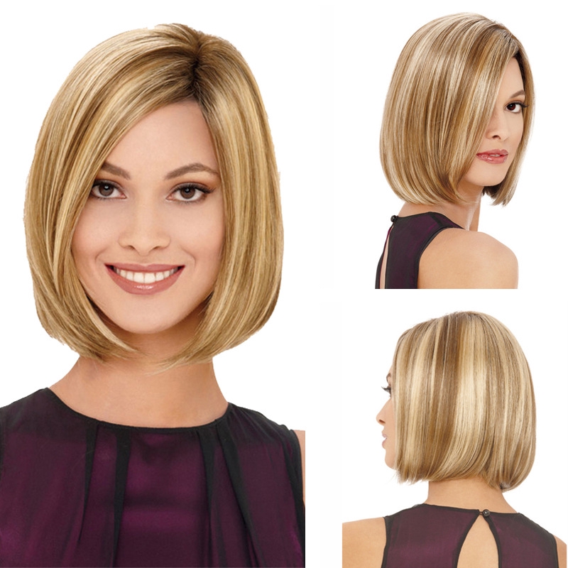 Wig Golden Bow Short Hair Woman Lifelike And Natural Shopee Malaysia