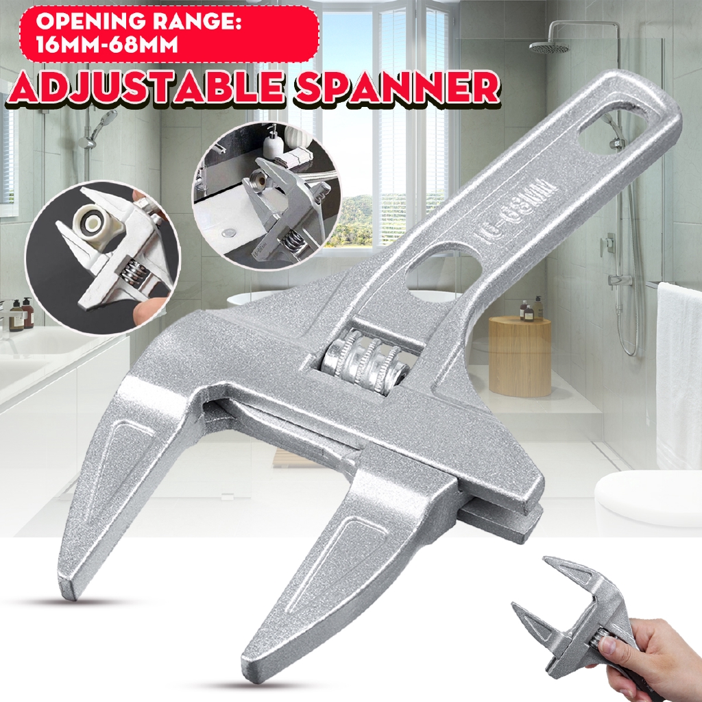 Adjustable Large Wrench 16mm-68mm Big Opening Bathroom Spanner Nut Key Hand Tool 