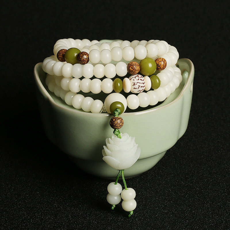 天然菩提根手串白菩提108颗佛珠念珠特价菩提手链Natural Bodhi root hand string white Bodhi 108 beads Rosary special price Bod