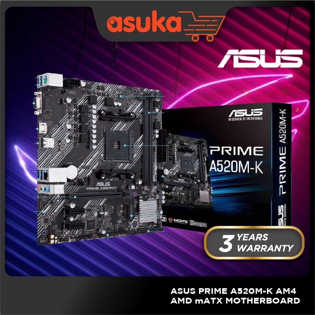 ASUS PRIME A520M-K AM4 AMD mATX MOTHERBOARD