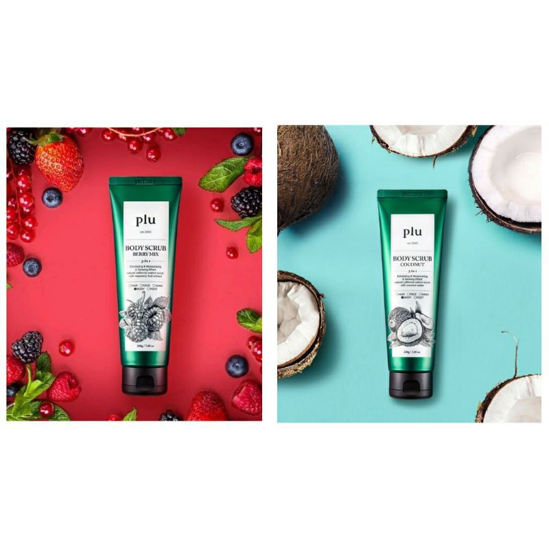 Plu body Scrub berry mix / coconut 200g Shopee Malaysia