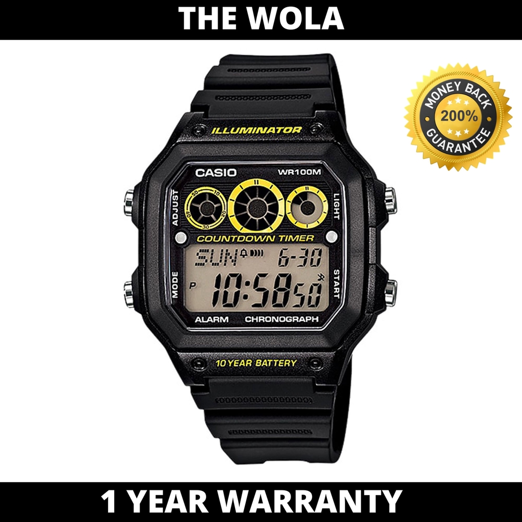 Casio Men's AE-1300WH Illuminator Digital Display Quartz Black Watch