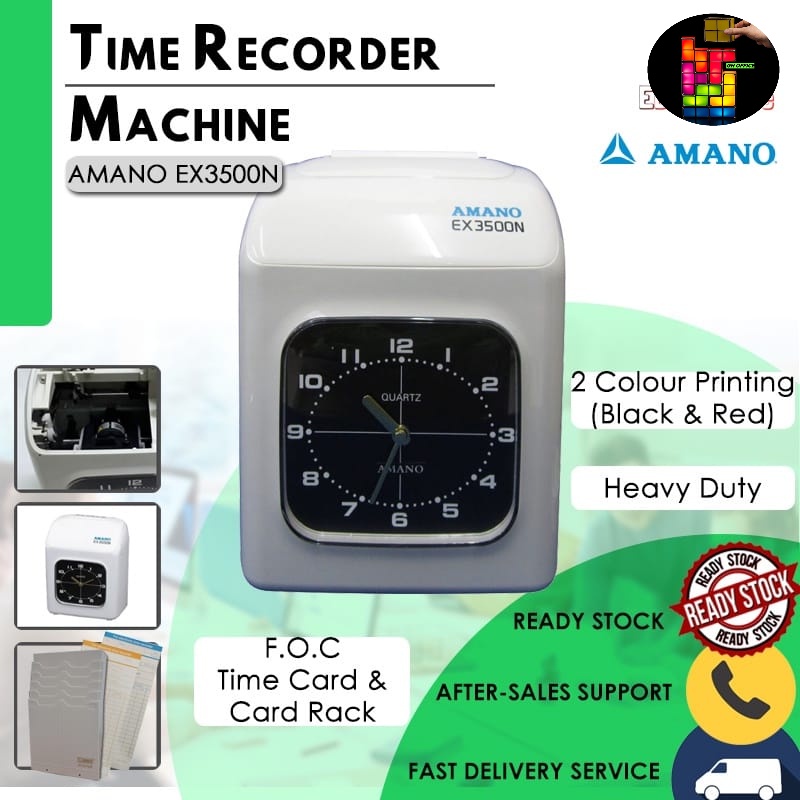 AMANO EX3500 Time Recorder Punch Card Machine With Card & Rack