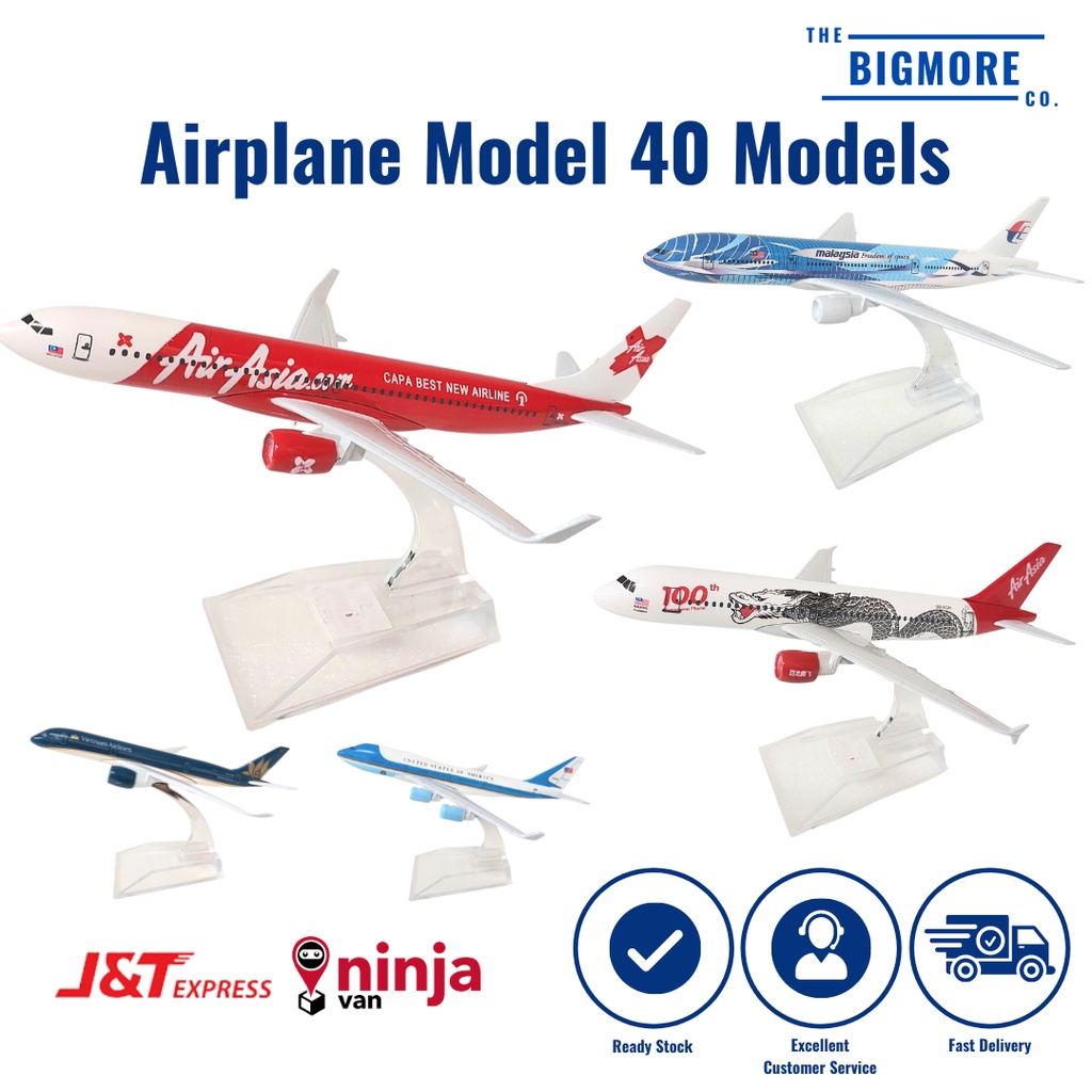 Mid Year Sale40 Models NEW Airplane Model Diecast Metal Kapal Terbang Airbus A320/A380/B777/ Air@sia M@laysia Airline