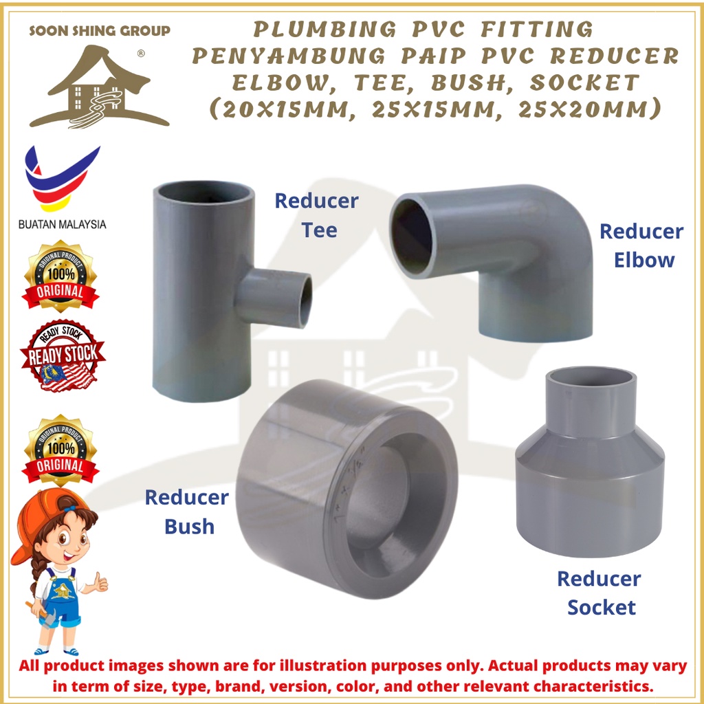 Plumbing Pvc Fitting Penyambung Paip Pvc Reducer Elbow Reducer Tee