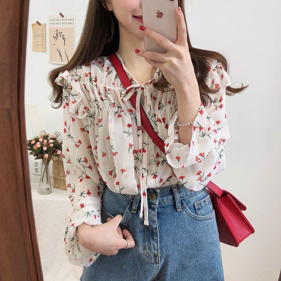 korean floral blouse